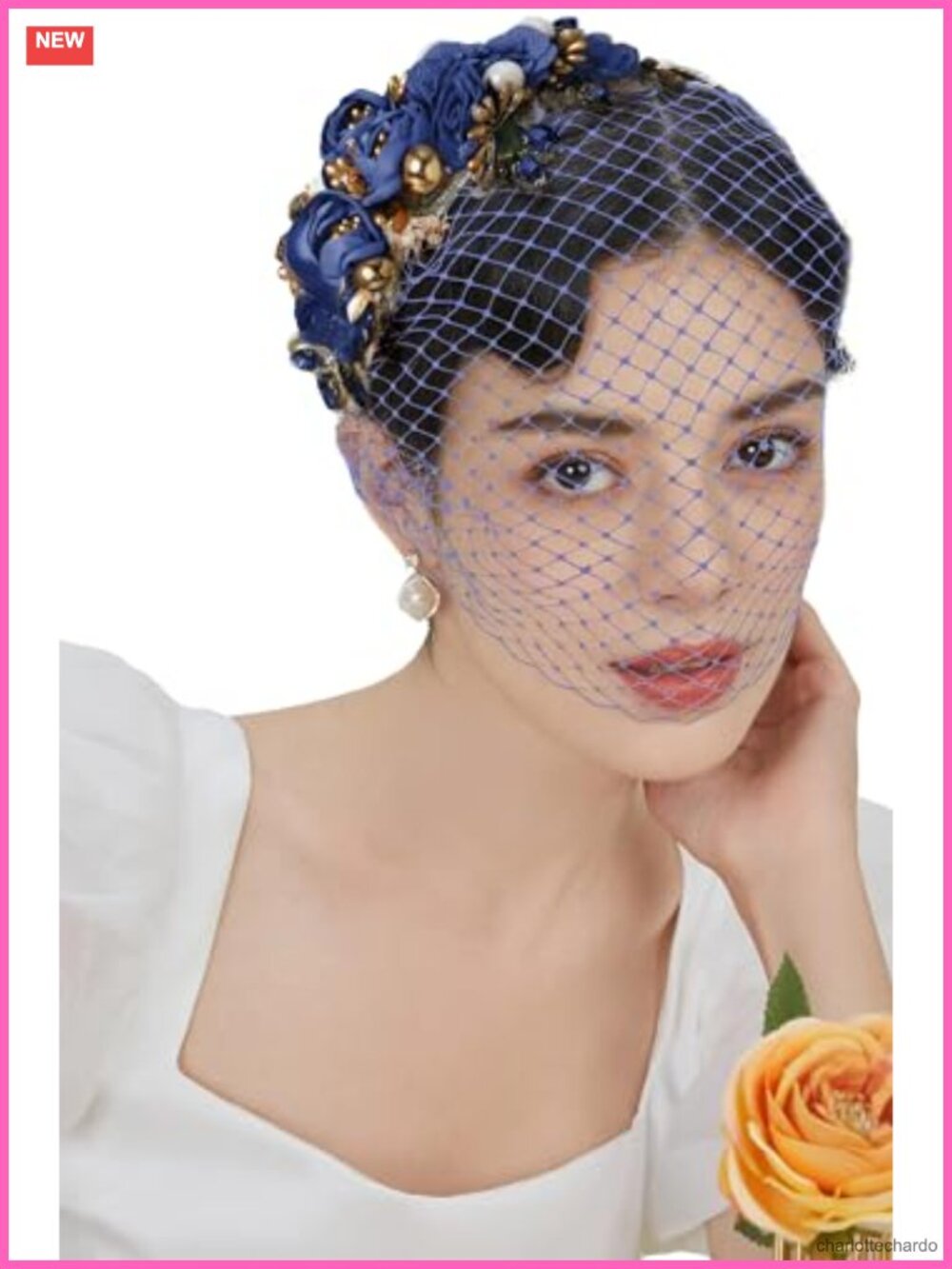 BABEYOND Mesh Veil Flower Fascinator Headband